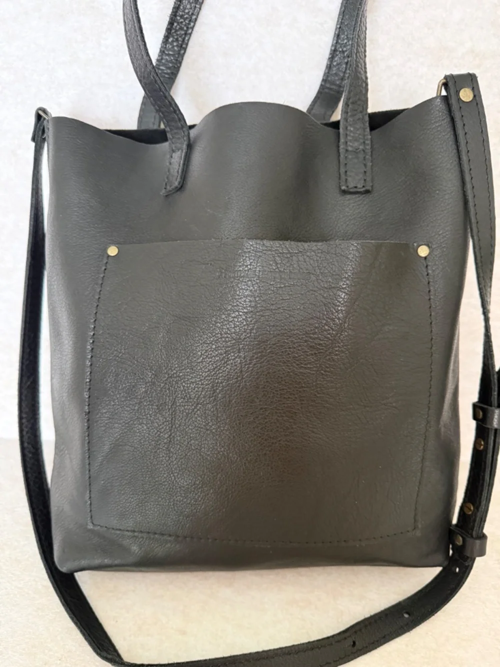 Portland Leather Goods PLG OG Full Size Crossbody Tote FSCB in Pebbled Black EUC